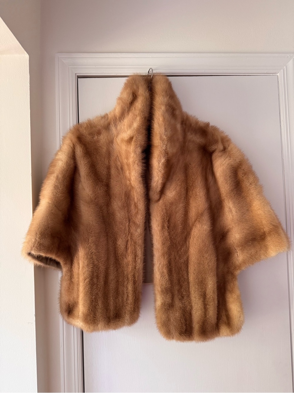 Vintage Short Mink Fur Shrug in Warm Honey Brown